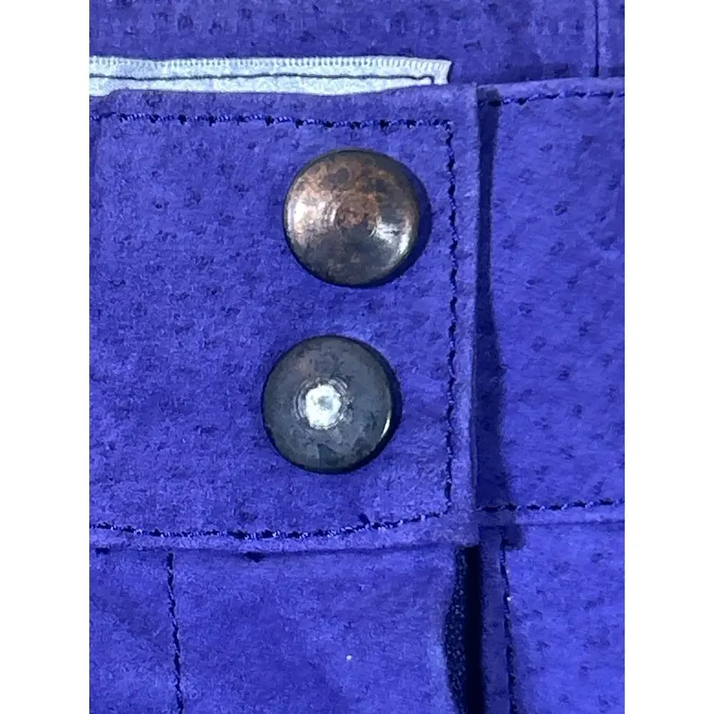 Vintage San Remo Leather Shorts 8 Purple Pleated Long Mom Lined Pebbled Suede